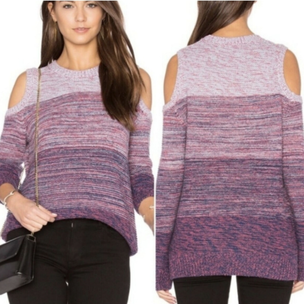 Rebecca Minkoff Large Cold Shoulder Cutout Ombre Cable Knit Sweater Fall Pinks
